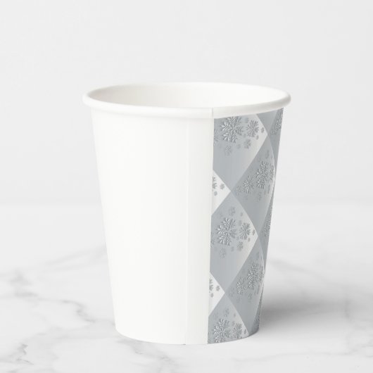 Snowflake kerst in grijs en wit* papieren bekers (Rechts)