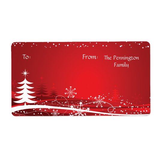 Snowflake kerstbomen vanaf cadeauplaats label (Voorkant)