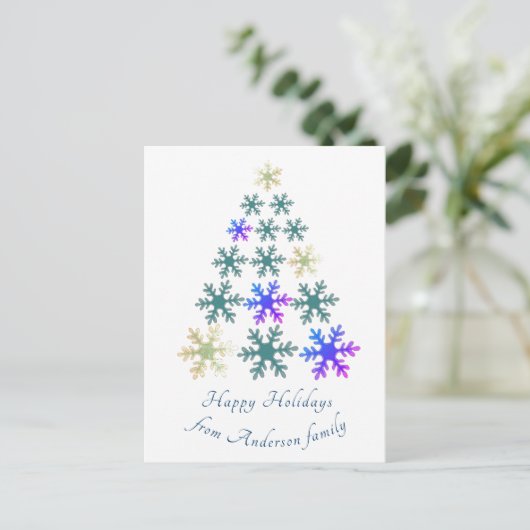 Snowflake kerstboom - Aangepaste feestdag Feestdagenkaart (Staand voorkant)