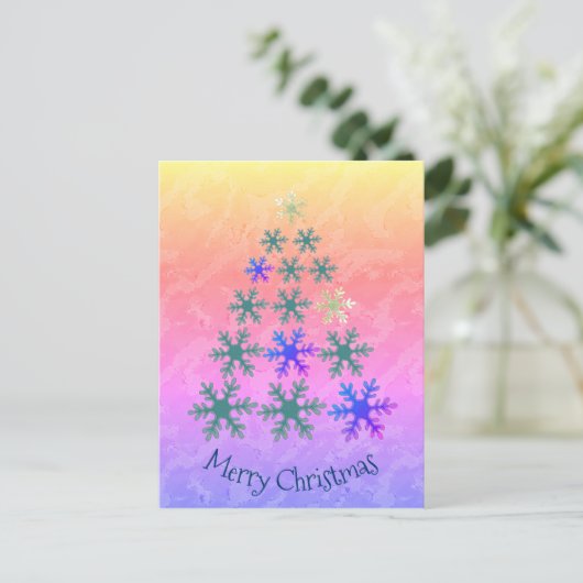 Snowflake kerstboom feestdagenkaart (Staand voorkant)