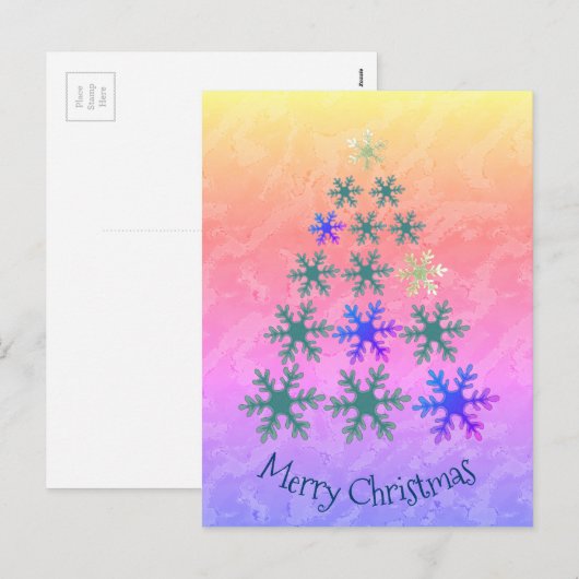 Snowflake kerstboom feestdagenkaart (Voorkant / Achterkant)