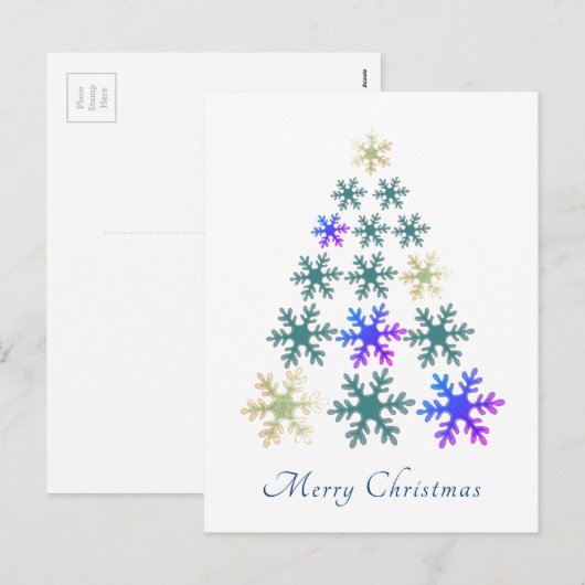 Snowflake kerstboom Merry Kerstfeestdag Feestdagenkaart (Voorkant / Achterkant)