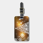Snowflake kerstboom met gouden achtergrond bagagelabel (Voorkant verticaal)
