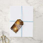 Snowflake kerstboom met gouden achtergrond cadeaulabel (Met Touw)