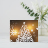 Snowflake kerstboom met gouden achtergrond feestdagenkaart (Staand voorkant)