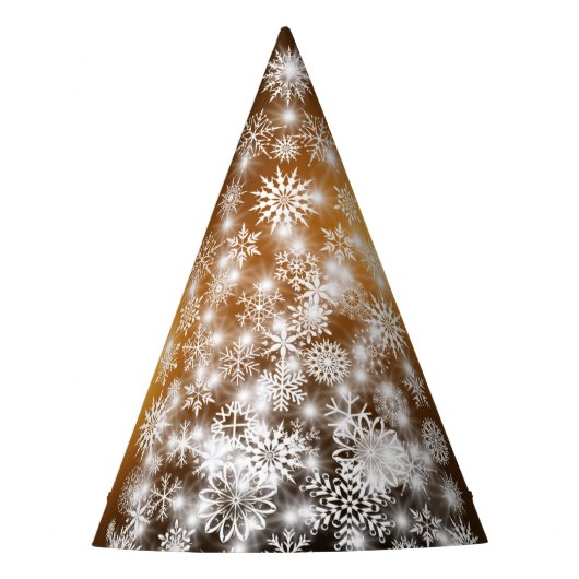 Snowflake kerstboom met gouden achtergrond feesthoedjes (Voorkant)