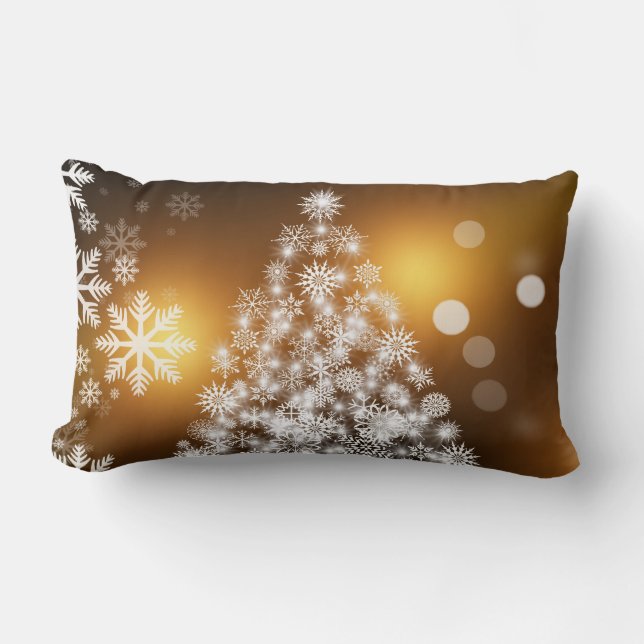 Snowflake kerstboom met gouden achtergrond kussen (Voorkant)