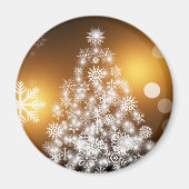 Snowflake kerstboom met gouden achtergrond magneet (Voorkant)