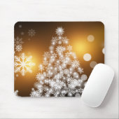 Snowflake kerstboom met gouden achtergrond muismat (Met muis)