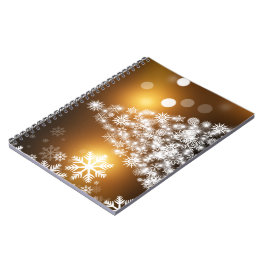 Snowflake kerstboom met gouden achtergrond notitieboek