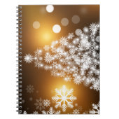 Snowflake kerstboom met gouden achtergrond notitieboek (Voorkant)