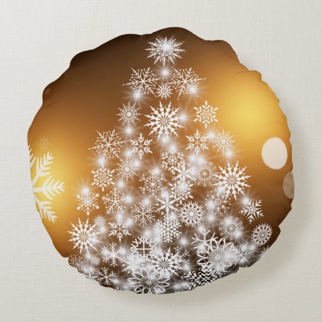 Snowflake kerstboom met gouden achtergrond rond kussen (Achterkant)