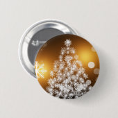 Snowflake kerstboom met gouden achtergrond ronde button 5,7 cm (Voorkant /achterkant)