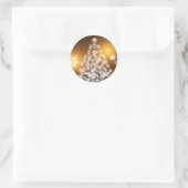Snowflake kerstboom met gouden achtergrond ronde sticker (Tas)