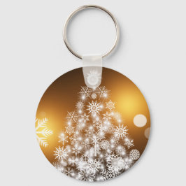 Snowflake kerstboom met gouden achtergrond sleutelhanger