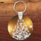 Snowflake kerstboom met gouden achtergrond sleutelhanger (Voorkant)
