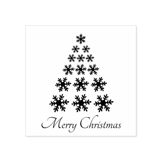 Snowflake kerstboom Stijlvolle Script Holiday Rubberstempel (Afrduk)