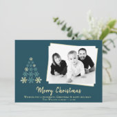 Snowflake kerstboomfamilie Foto Feestdagenkaart (Staand voorkant)