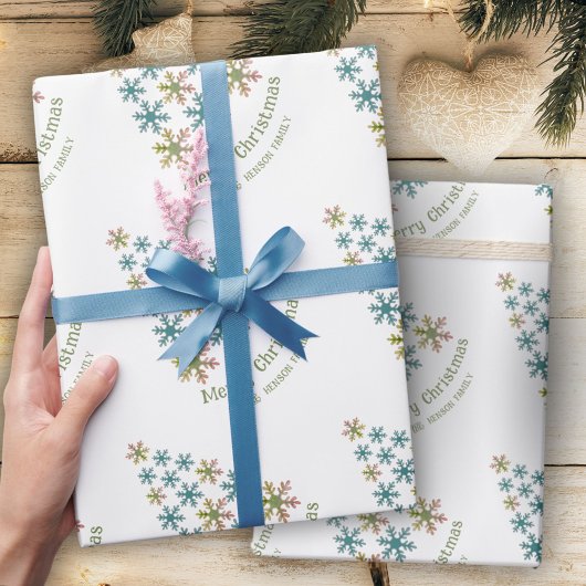 Snowflake kerstboomminimalistische feestdag cadeaupapier