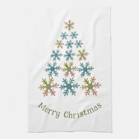 Snowflake kerstboomminimalistische feestdag theedoek (Verticaal)