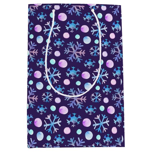 Snowflake Kerstcadeau Tas Medium Cadeauzakje (Voorkant)