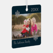Snowflake - kerstfamilie Foto Metalen Ornament (Voorkant Rechts)