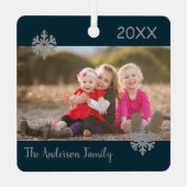 Snowflake - kerstfamilie Foto Metalen Ornament (Achterkant)