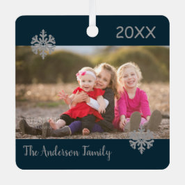 Snowflake - kerstfamilie Foto Metalen Ornament