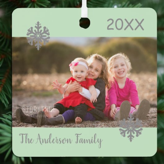 Snowflake - kerstfamilie Foto Metalen Ornament