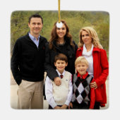 Snowflake kerstfamilie foto Red Buffalo Pset Keramisch Ornament (Achterkant)