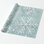 Snowflake kerstfeestdag blauw Blauwgroen grijs gli Cadeaupapier (Uitgerold)