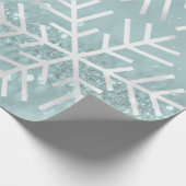 Snowflake kerstfeestdag blauw Blauwgroen grijs gli Cadeaupapier (Hoek)