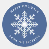 Snowflake-kerstfeestdag Ronde Sticker (Voorkant)