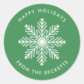 Snowflake-kerstfeestdag Ronde Sticker (Voorkant)