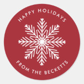 Snowflake-kerstfeestdag Ronde Sticker (Voorkant)