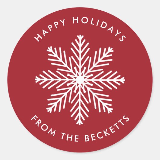 Snowflake-kerstfeestdag Ronde Sticker (Voorkant)