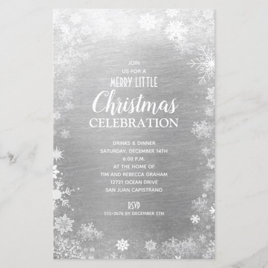 Snowflake kerstfeestdag Silver Budget nodigt uit (Voorkant)