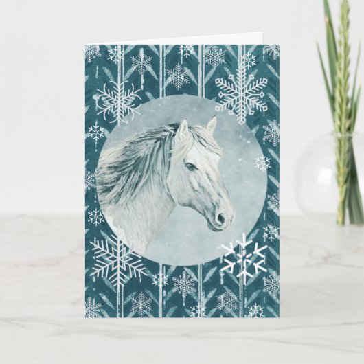 Snowflake-kerstfeestkaart voor sneeuwwitpaarden kaart (Voorkant)