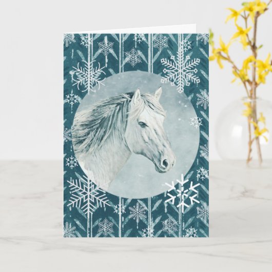 Snowflake-kerstfeestkaart voor sneeuwwitpaarden kaart (Gele Bloem)