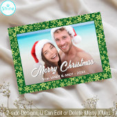 Snowflake kerstfoto 2 Design groen Feestdagenkaart