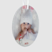 *~* Snowflake kerstfoto-Baby AP44 SneeuwMan Ornament (voorkant)