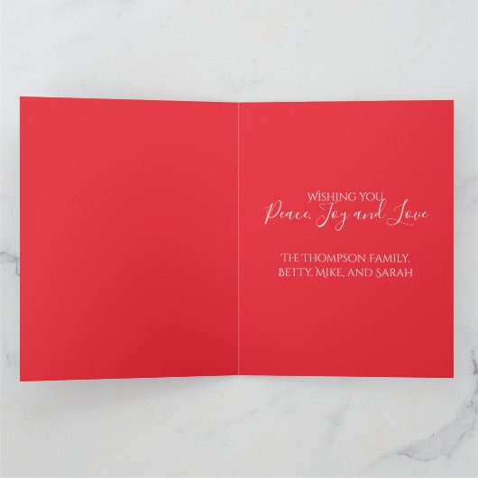 Snowflake kerstfotokaart Elegant 1 foto Kaart (Binnen)