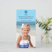 Snowflake-kerstfotokaart Feestdagenkaart (Staand voorkant)