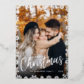 Snowflake-kerstfotokaart Folie Feestdagenkaart (Voorkant)