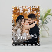 Snowflake-kerstfotokaart Folie Feestdagenkaart (Staand Voorkant)