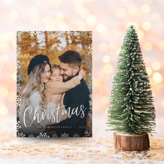 Snowflake-kerstfotokaart Folie Feestdagenkaart