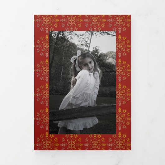 Snowflake-kerstfotokaart Multi-Photo Drieluik Wenskaart (Cover)