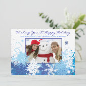 SNOWFLAKE Kerstkaart met familiefoto (Staand voorkant)