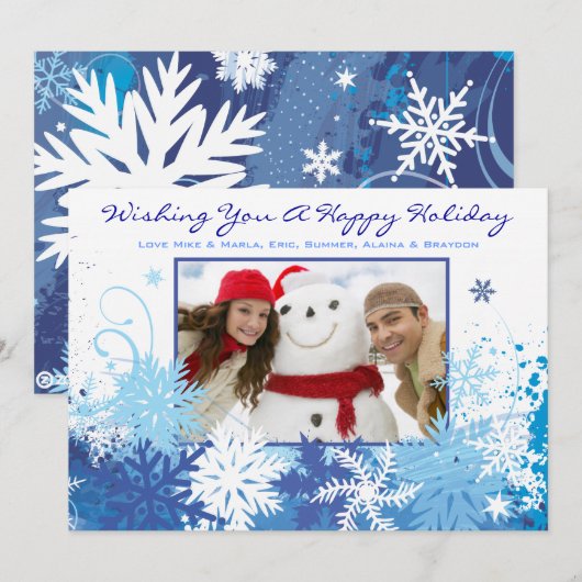 SNOWFLAKE Kerstkaart voor familie foto (Voorkant / Achterkant)