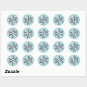 Snowflake kerstkaartjes voor feestdagen ronde sticker (Vel)